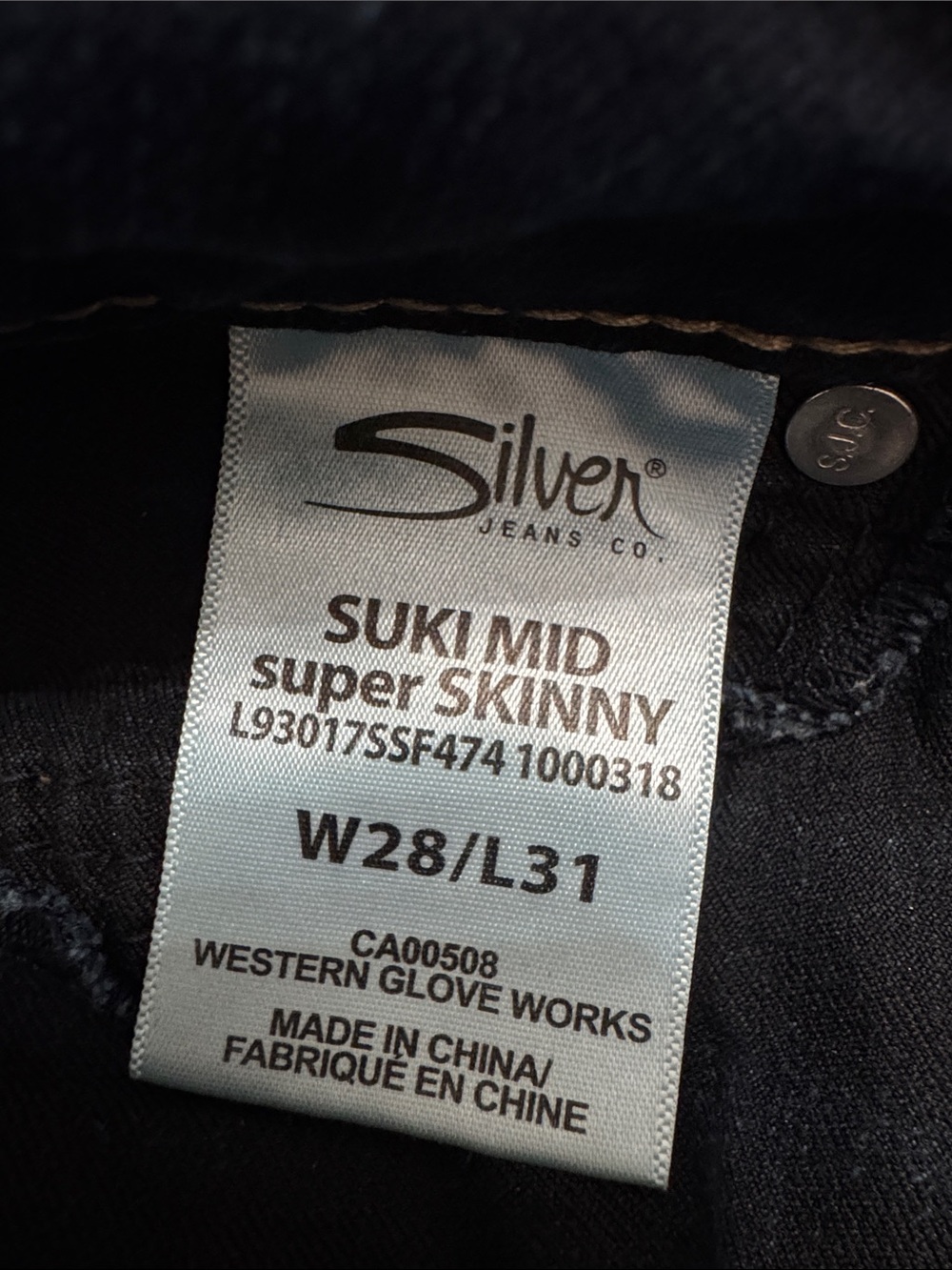 NWOT Silver Suki Mid Super Skinny Jeans with Contrast Stitching | Size 28 x 31 - Picture 6 of 6